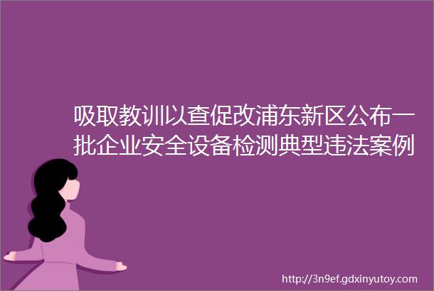 吸取教训以查促改浦东新区公布一批企业安全设备检测典型违法案例